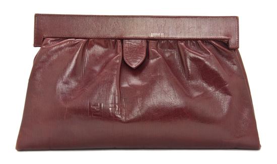 A Fendi Red Leather Clutch with 15216d