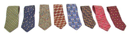 A Group of Eight Ferragamo Silk