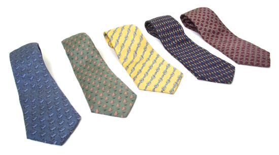 A Group of Five Hermes Silk Ties  1521a6