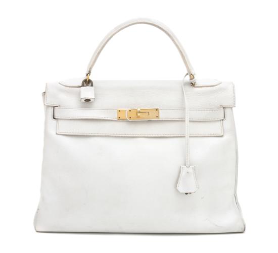 An Hermes White Leather Kelly Bag 1521b7