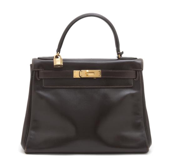 An Hermes Brown Leather Kelly Bag  1521b3