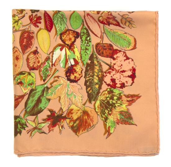 An Hermes Silk Scarf in a leaf motif.