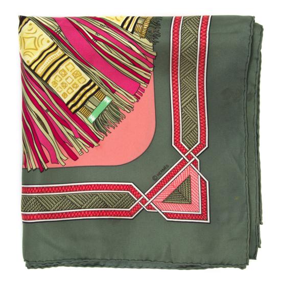 An Hermes Silk Scarf in a 'Cuirs