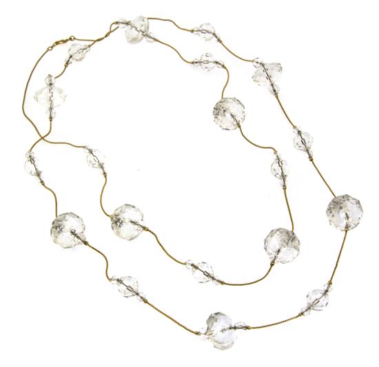 A Goldtone and Crystal Bead Necklace.