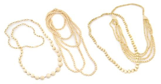 A Group of Four Ivory Bead Necklaces  1521fe