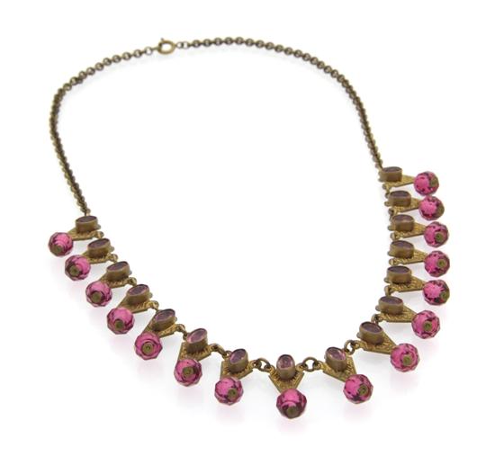 An Art Deco Pink Crystal Necklace 1920s