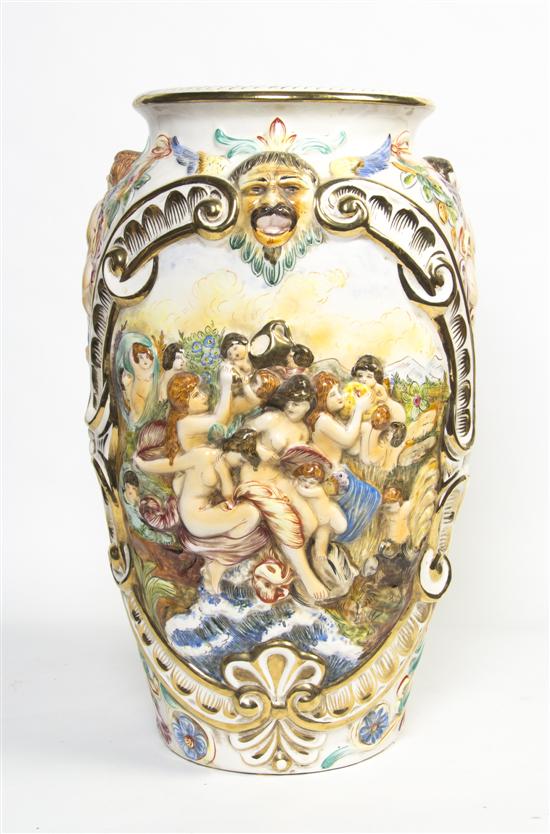 A Capodimonte Porcelain Vase of baluster