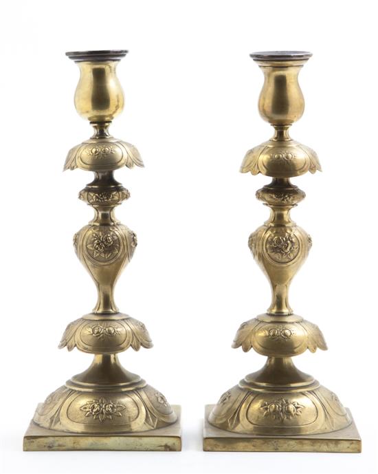  A Pair of Polish Brass Candlesticks 152268