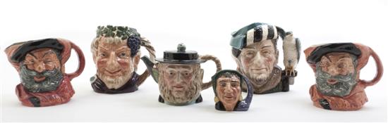 * A Collection of Six Toby Mugs five