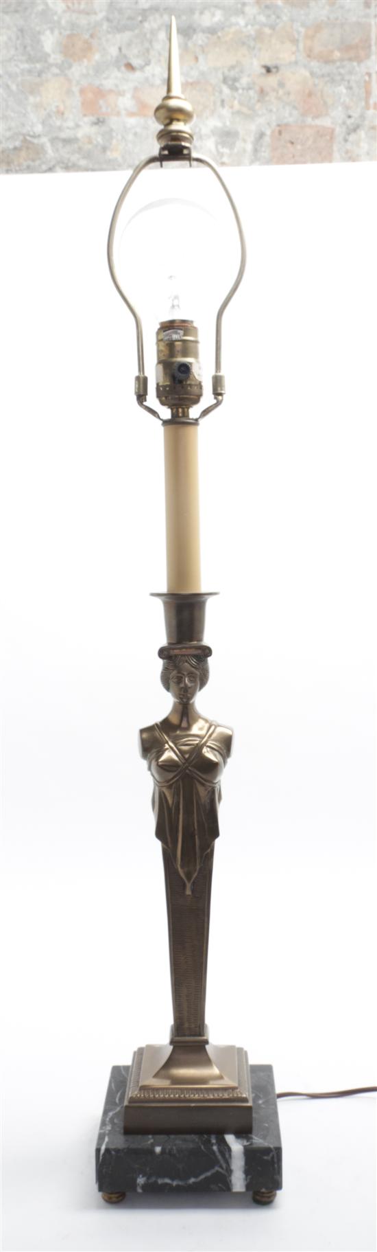 A Neoclassical Brass Table Lamp cast