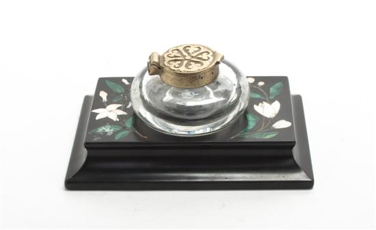 A Pietre Dura Inkstand with two 1522cd