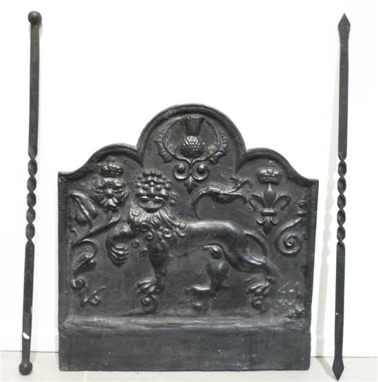 A Cast Iron Fireback having raised