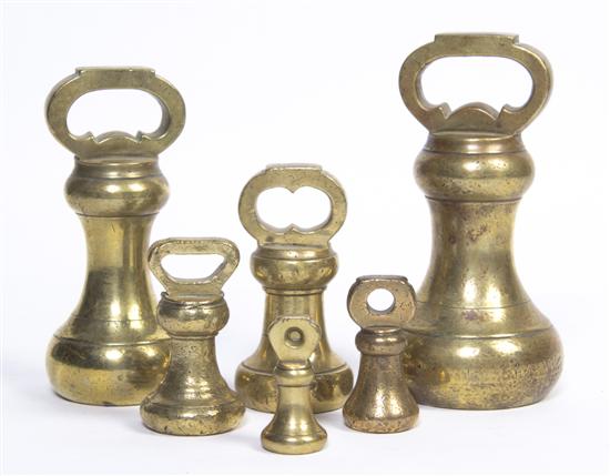 Six English Brass Weights each 152302