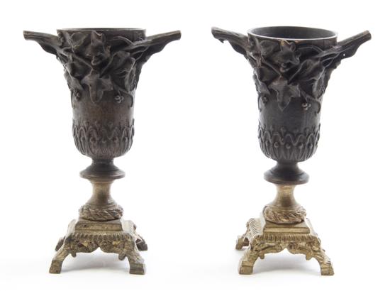 A Pair of Bronze Miniature Vases each