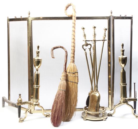 * A Set of Brass Fireplace Equipment