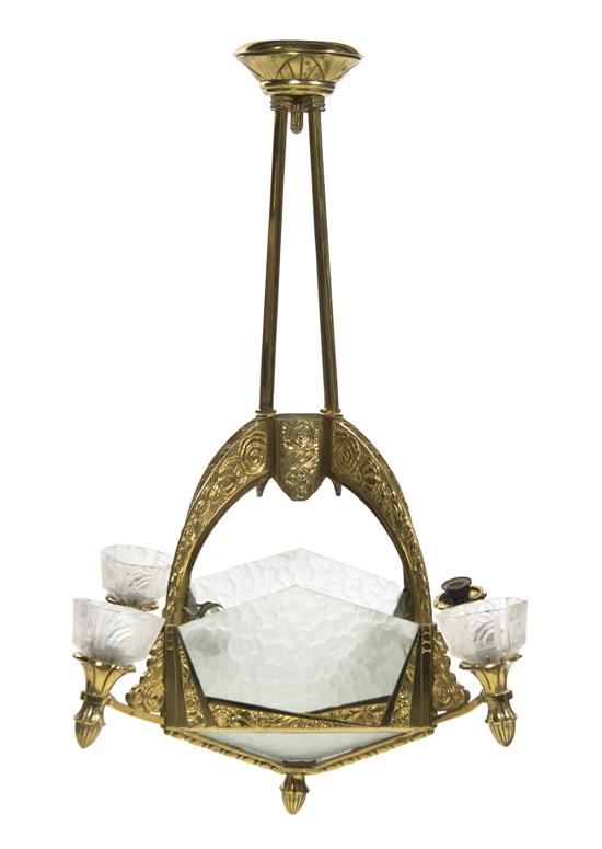 An Art Deco Style Gilt Bronze Chandelier