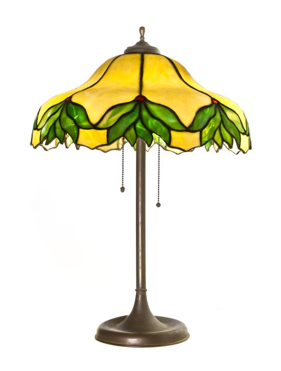 An American Leaded Glass Lamp the