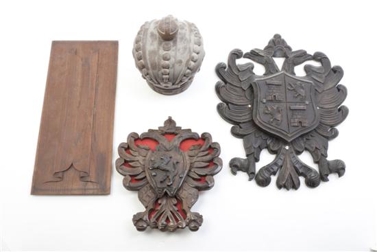  Four Carved Wood Elements comprising 152356