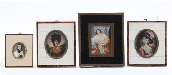 Four Framed Portrait Miniatures