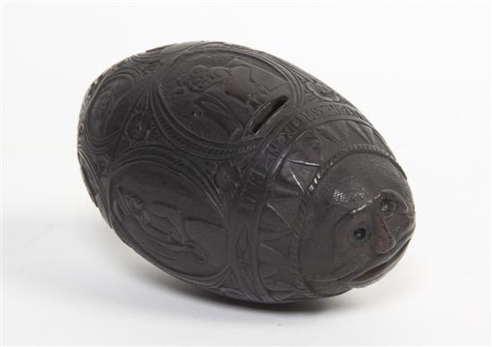  A Mexican Carved Coconut Bank 1523a8