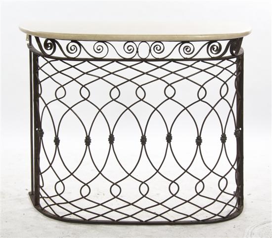 A Wrought Iron and Marble Console 1523aa