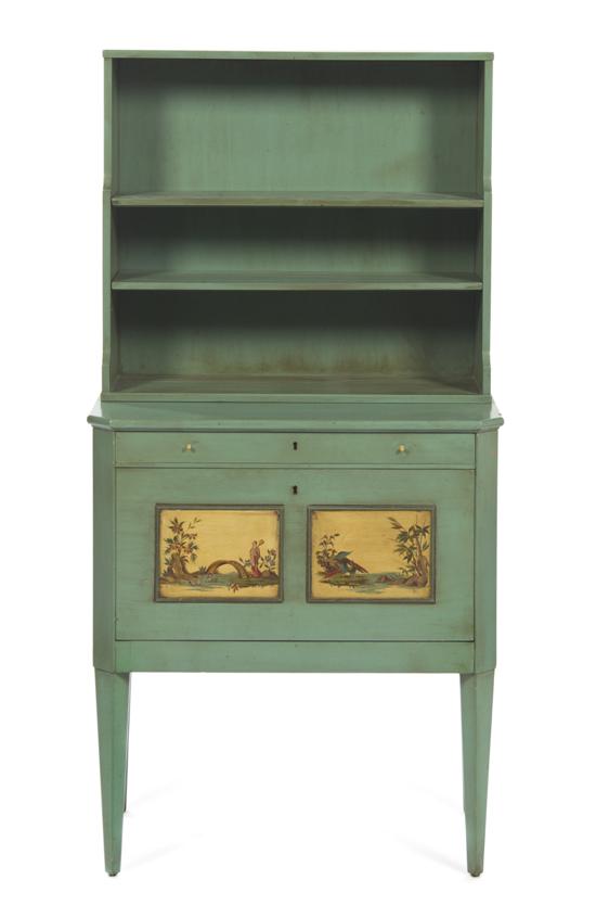 * A Painted Two-Part Display Cabinet