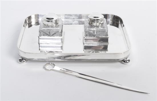 An English Silverplate Inkstand 15240d