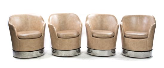 A Set of Four Art Deco Style Leather