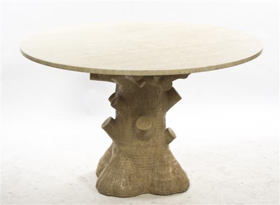 A Ceramic and Marble Dining Table the