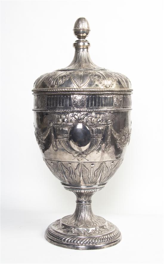 A Continental Silverplate Covered Urn