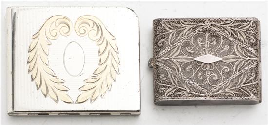 Two Silvered Metal Cigarette Cases comprising