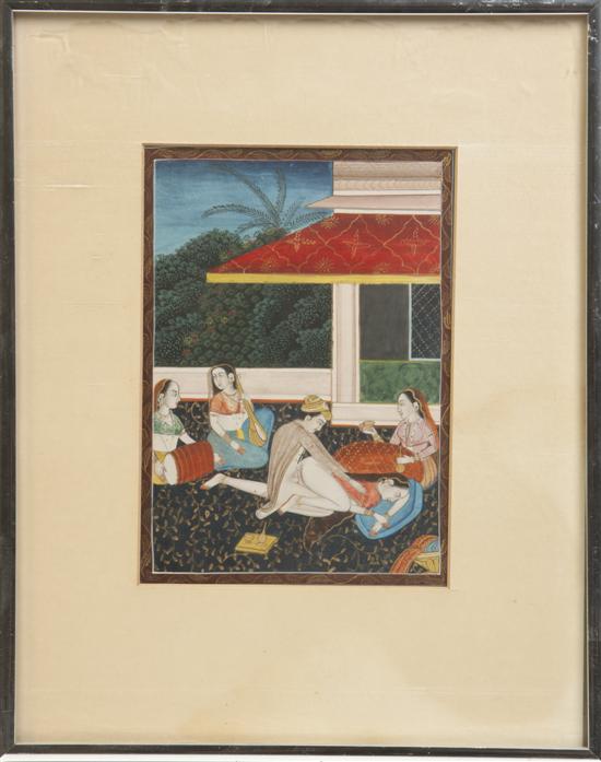 * An Indian Gouache Painting depicting