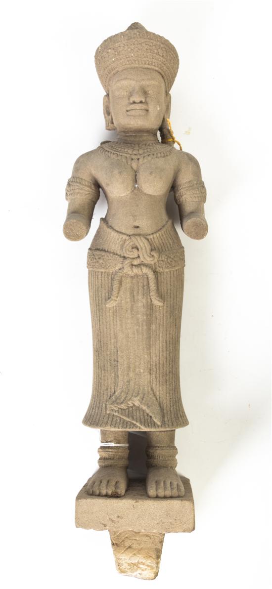 A Khmer Style Carved Stone Figure