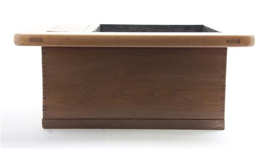 A Japanese Wood Hibachi the top of rectangular