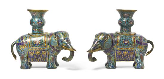 A Pair of Chinese Cloisonne Models of
