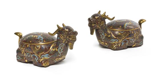 A Pair of Chinese Cloisonne Beast 152464