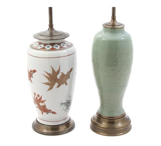 * A Chinese Celadon Glazed Vase of baluster