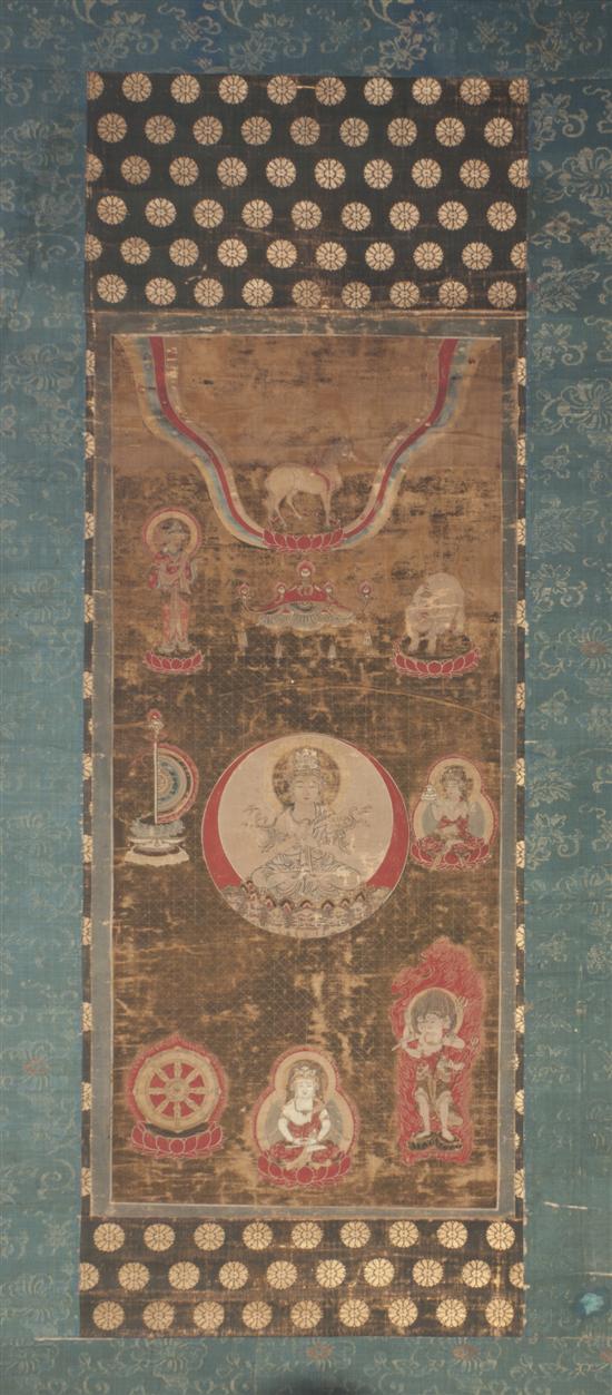A Japanese Ink on Silk Scroll Painting