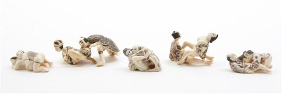 A Group of Five Japanese Ivory Carvings