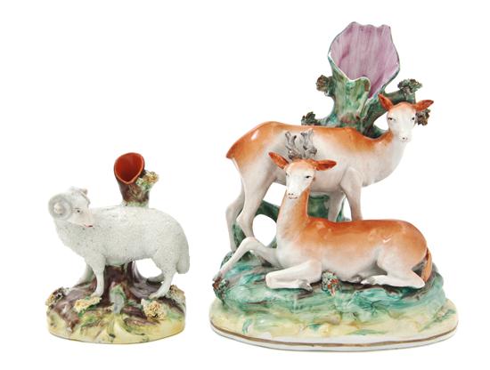 * Two Staffordshire Figural Spill