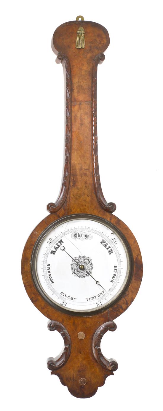* An English Burlwood Wheel Barometer