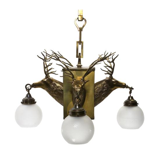 An American Brass Four Light Chandelier 1525c9