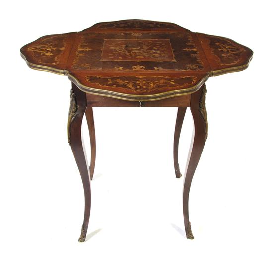 * A Louis XV Style Marquetry Drop-Leaf