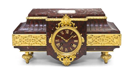 A Louis XVI Style Rouge Marble and Gilt
