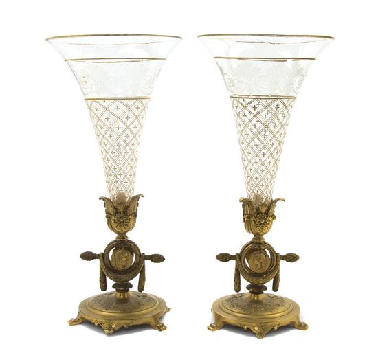 A Pair of French Gilt Bronze Mounted