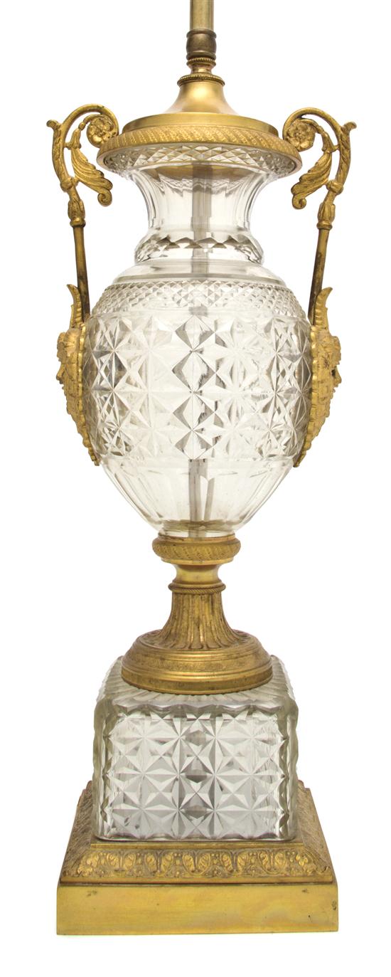 A Gilt Bronze Mounted Cut Glass Urn