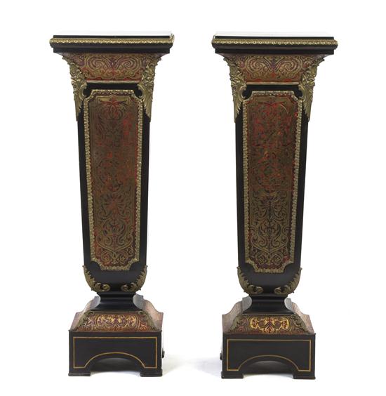 A Pair of Boulle Style Marquetry