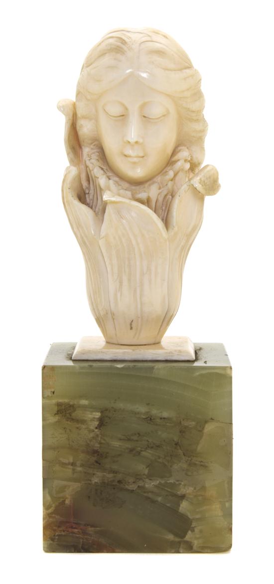 A Continental Art Nouveau Ivory Bust
