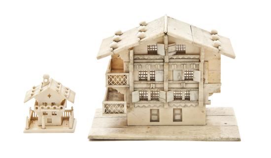 Two Continental Ivory Miniature Houses