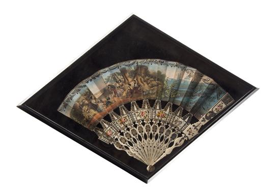 * A Continental Painted Fan having